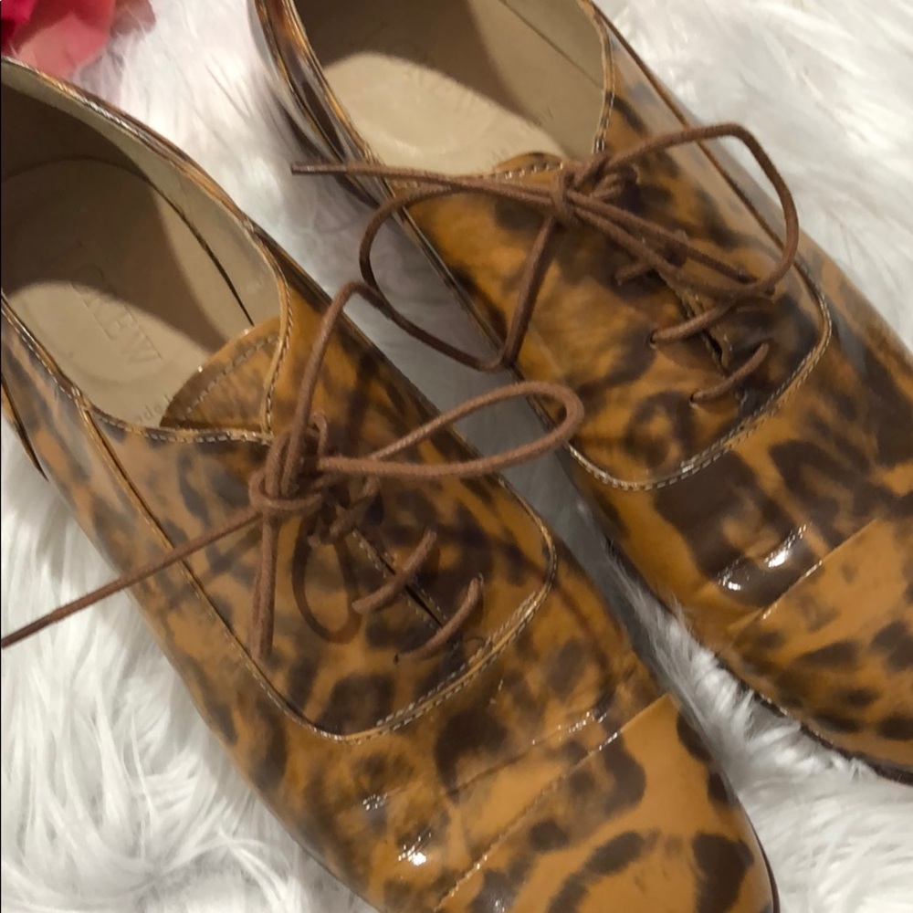 J. Crew Eddie Patent Leather Leopard Oxfords - Picture 4 of 11